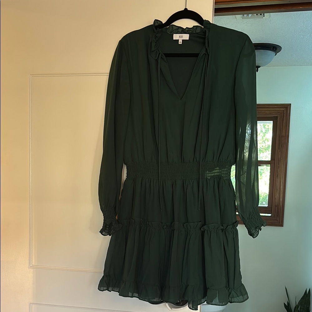 NSR Emerald Green Tiered Ruffle Dress
